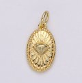 Gold Filled 1pc Sunburst Diamond Oval Pendant | D-455/456