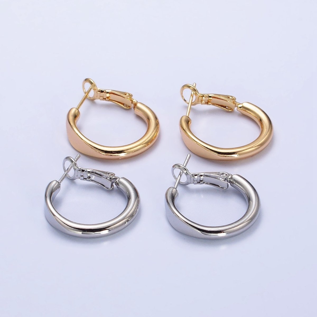 Gold Filled 20mm Rounded Geometric Hinge Hoop Earrings in Gold & Silver | AB553 AB554