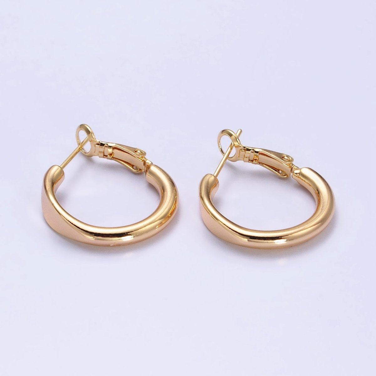 Gold Filled 20mm Rounded Geometric Hinge Hoop Earrings in Gold & Silver | AB553 AB554