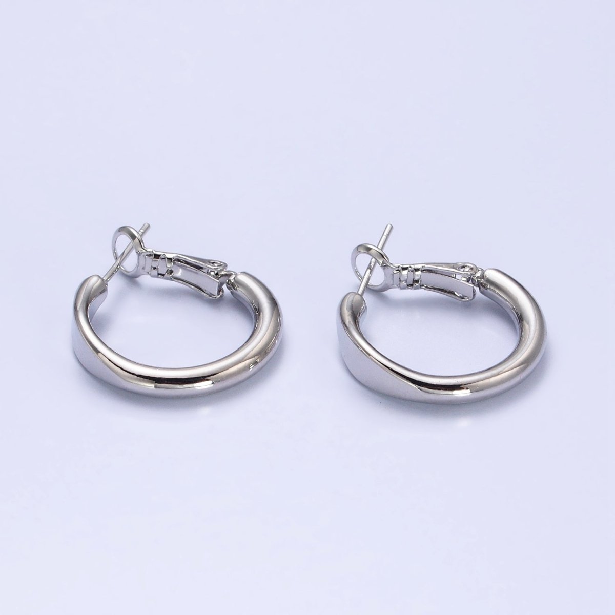 Gold Filled 20mm Rounded Geometric Hinge Hoop Earrings in Gold & Silver | AB553 AB554