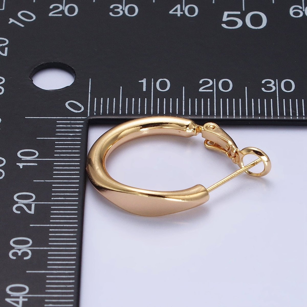 Gold Filled 20mm Rounded Geometric Hinge Hoop Earrings in Gold & Silver | AB553 AB554