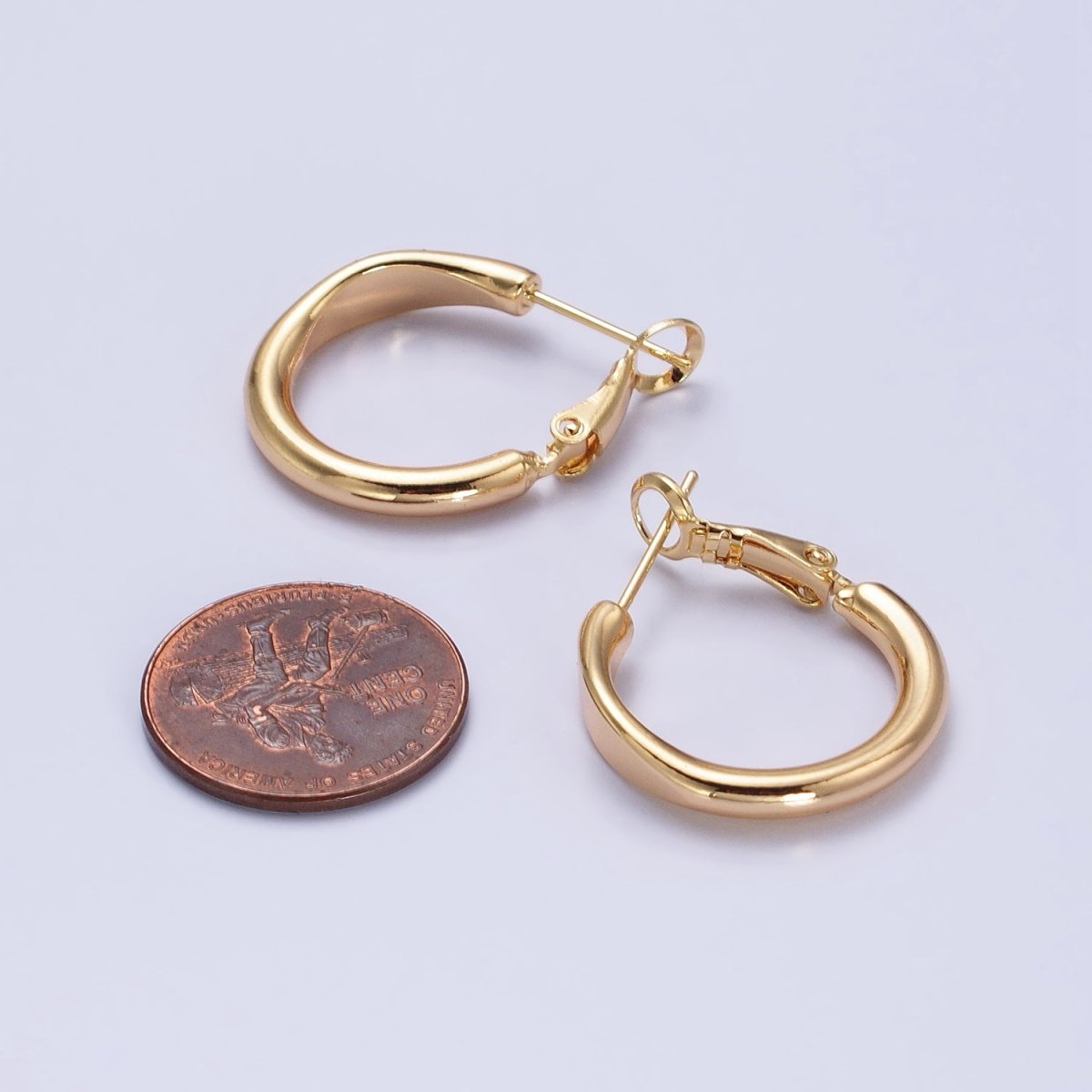 Gold Filled 20mm Rounded Geometric Hinge Hoop Earrings in Gold & Silver | AB553 AB554