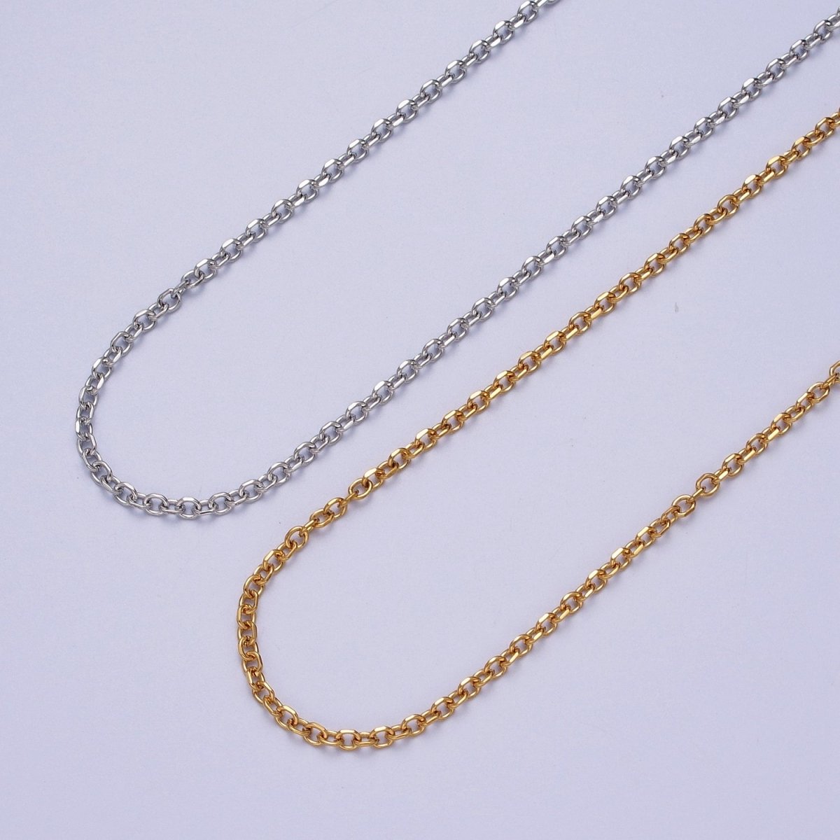Gold Filled 2.3mm Flat Cable Link Gold, Silver Unfinished Chain | ROLL-885, ROLL-886 Clearance Pricing