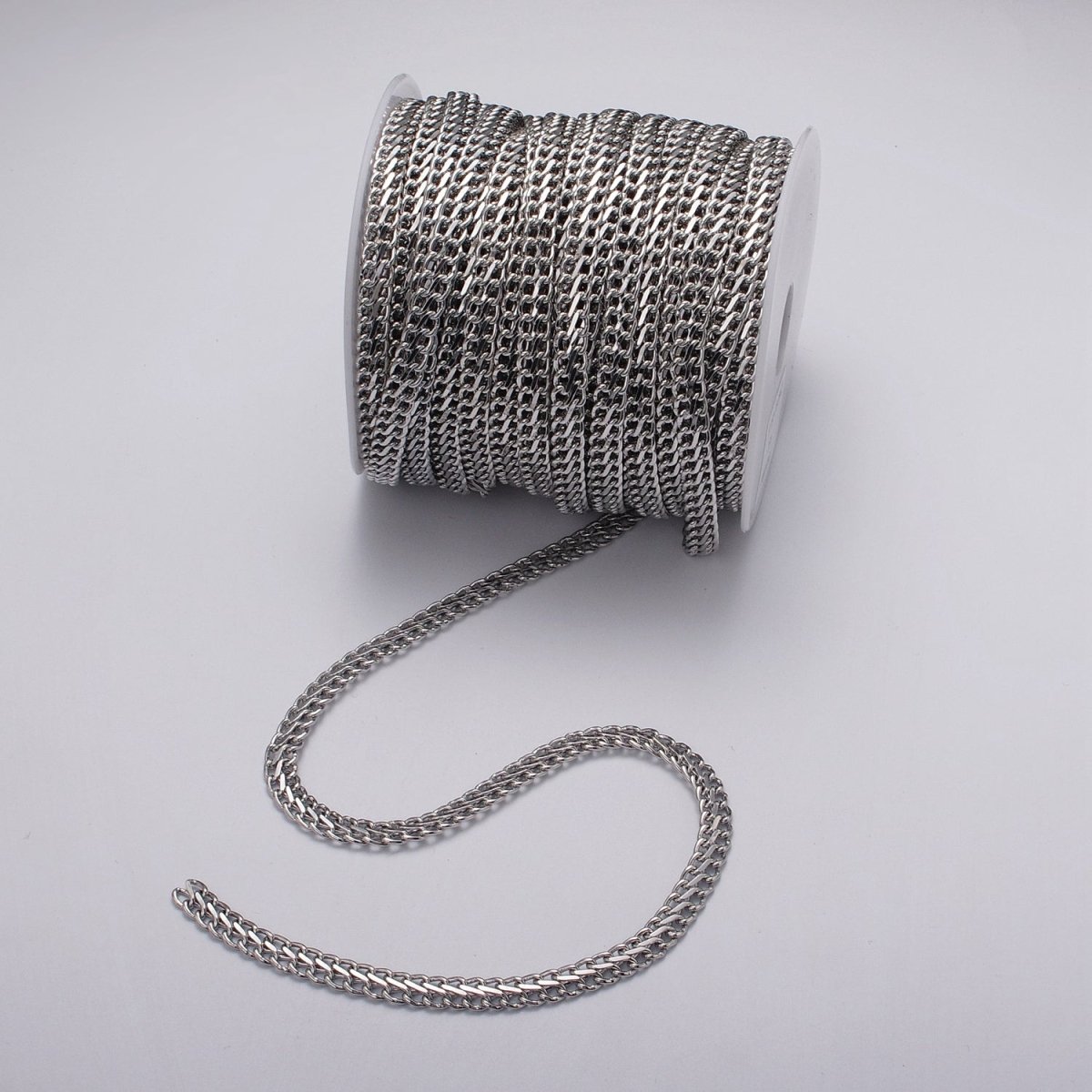 Gold Filled 6.5mm Designed Double S-Link Curb Band Unfinished Chain in Gold & Silver | ROLL-1034, ROLL-1119 Clearance Pricing