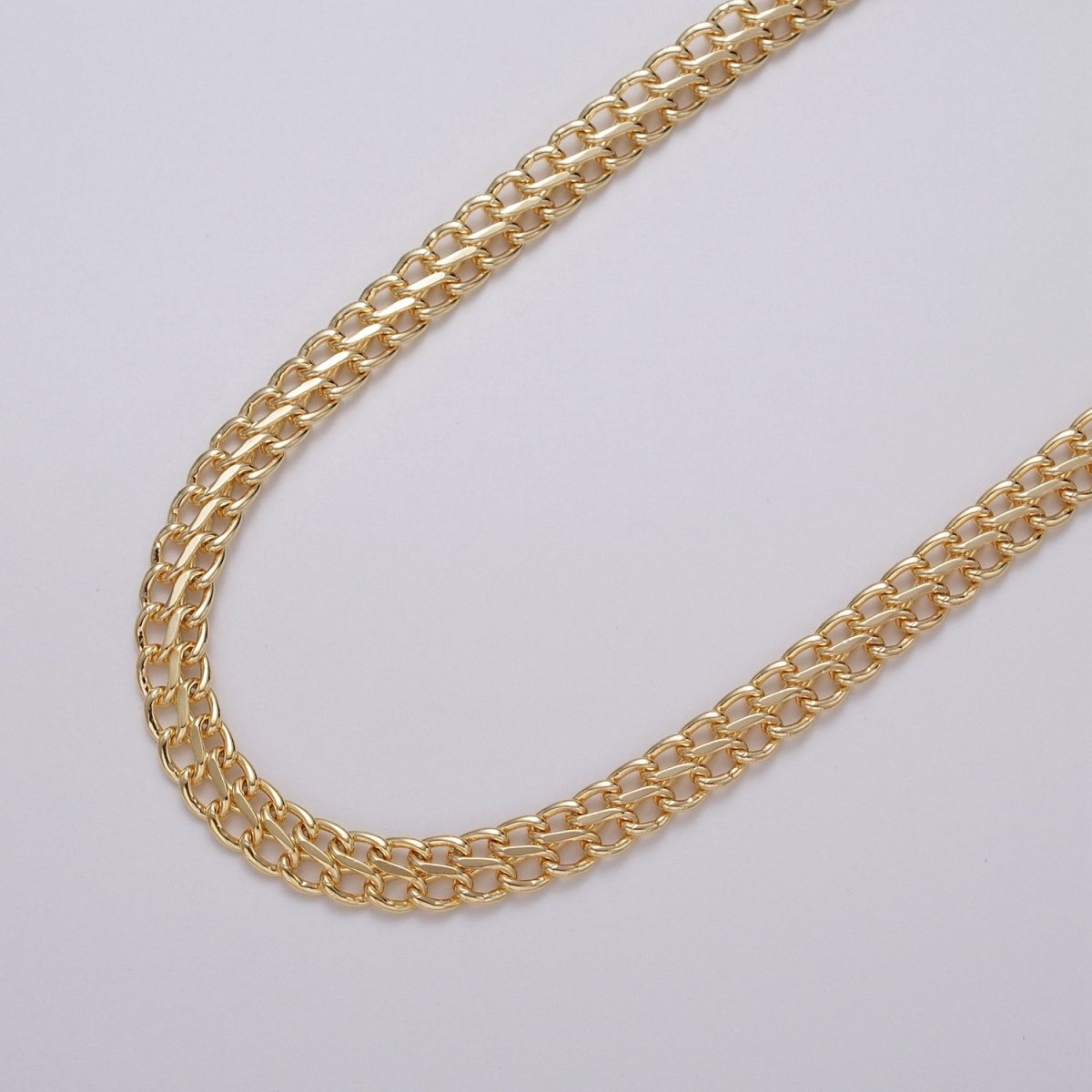 Gold Filled 6.5mm Designed Double S-Link Curb Band Unfinished Chain in Gold & Silver | ROLL-1034, ROLL-1119 Clearance Pricing