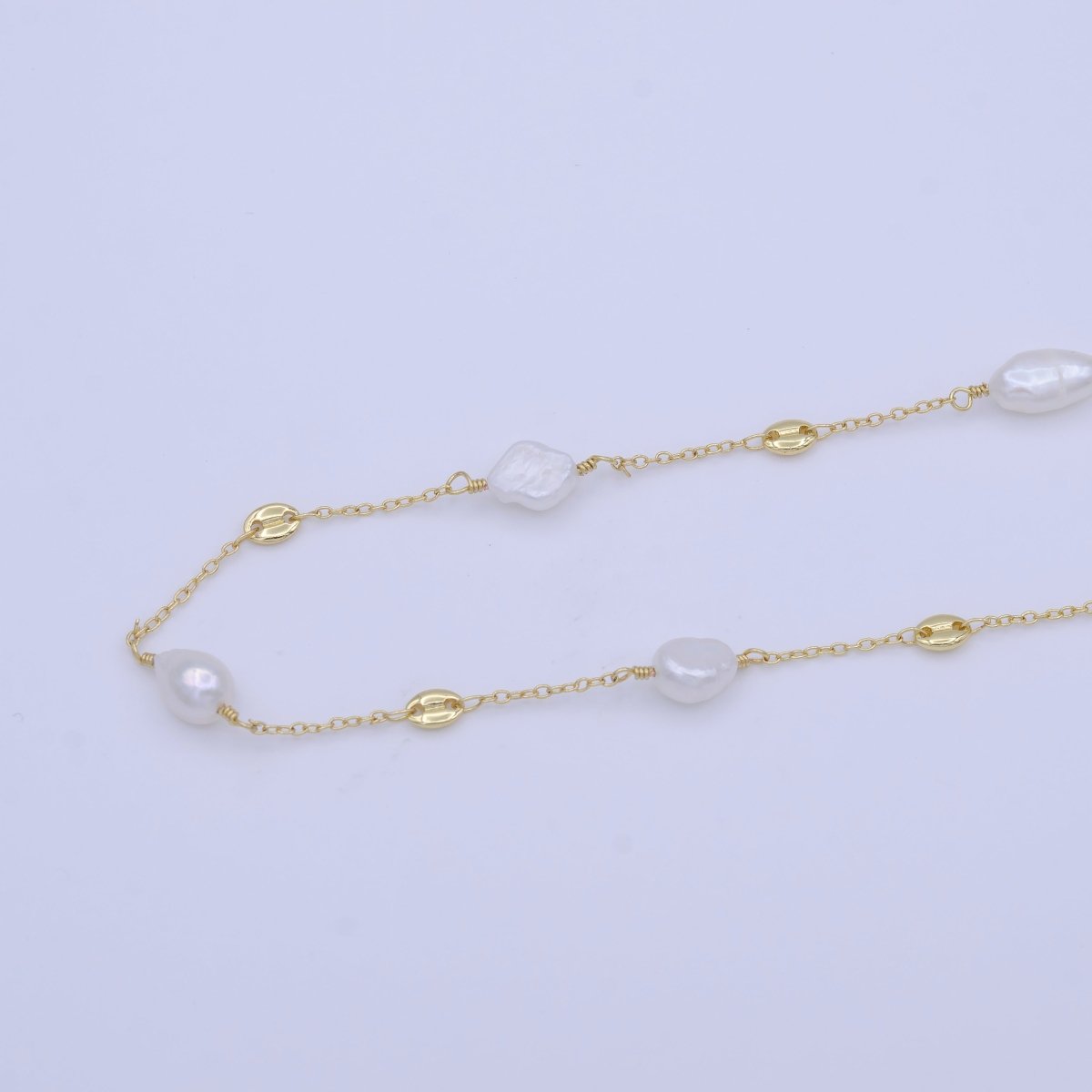 Gold Filled 7.5mm Designed Freshwater Pearl Anchor Cable Link Unfinished Chain by Yard | ROLL-1011 Clearance Pricing - DLUXCA