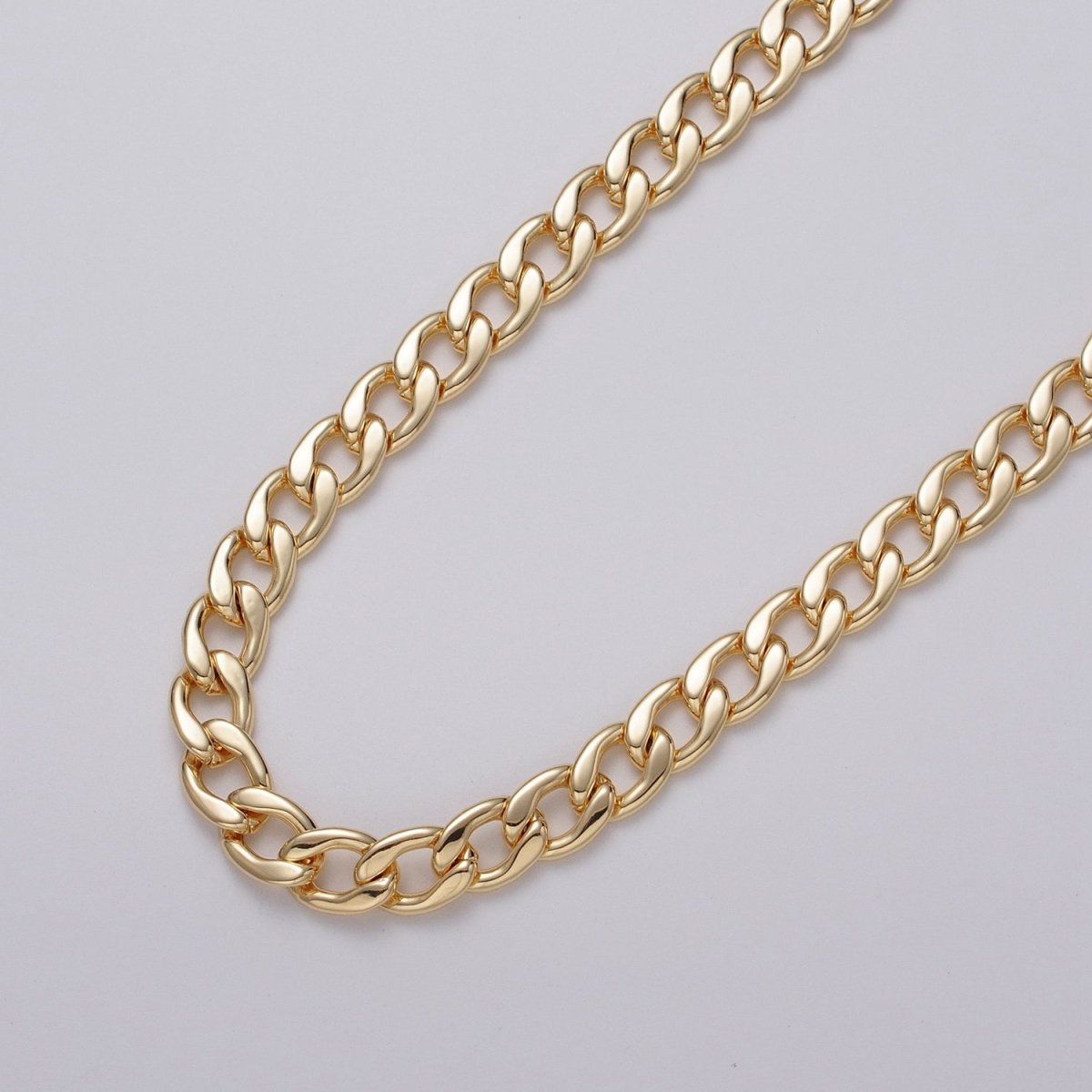 Gold Filled 7.8mm Flat Curb Figaro Unfinished Silver Statement Chain by Yard in Gold & Silver | ROLL-1049, ROLL-1111 Clearance Pricing