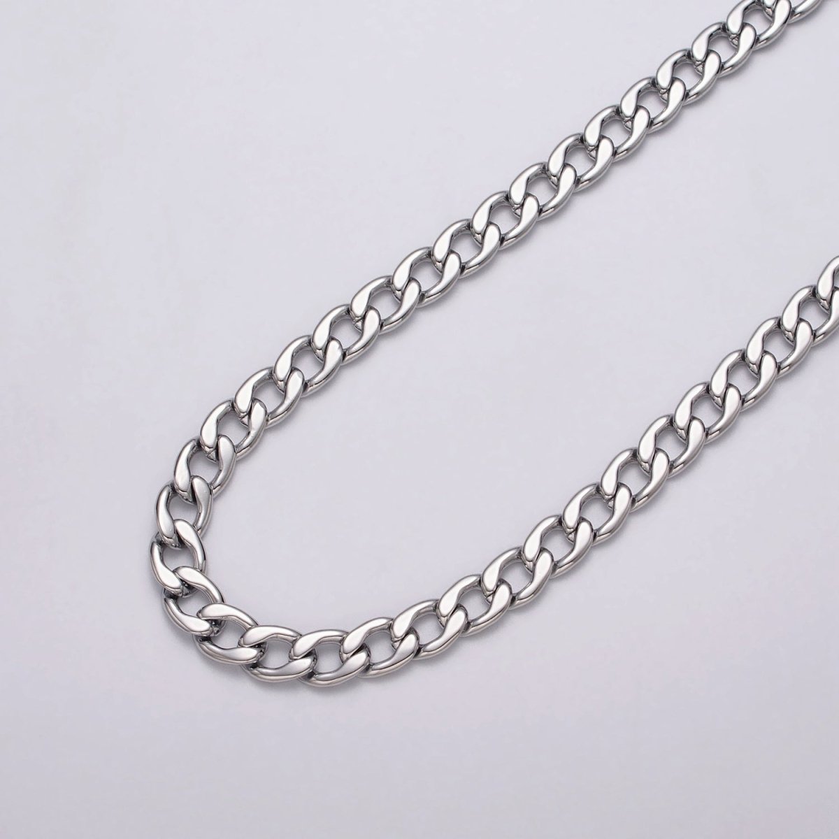 Gold Filled 7.8mm Flat Curb Figaro Unfinished Silver Statement Chain by Yard in Gold & Silver | ROLL-1049, ROLL-1111 Clearance Pricing