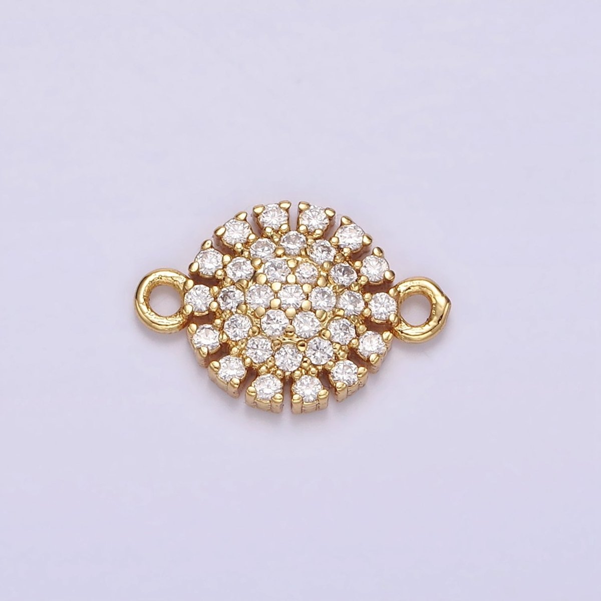 Gold Filled 9.5mm Clear Micro Paved CZ Round Connector G-723 - DLUXCA