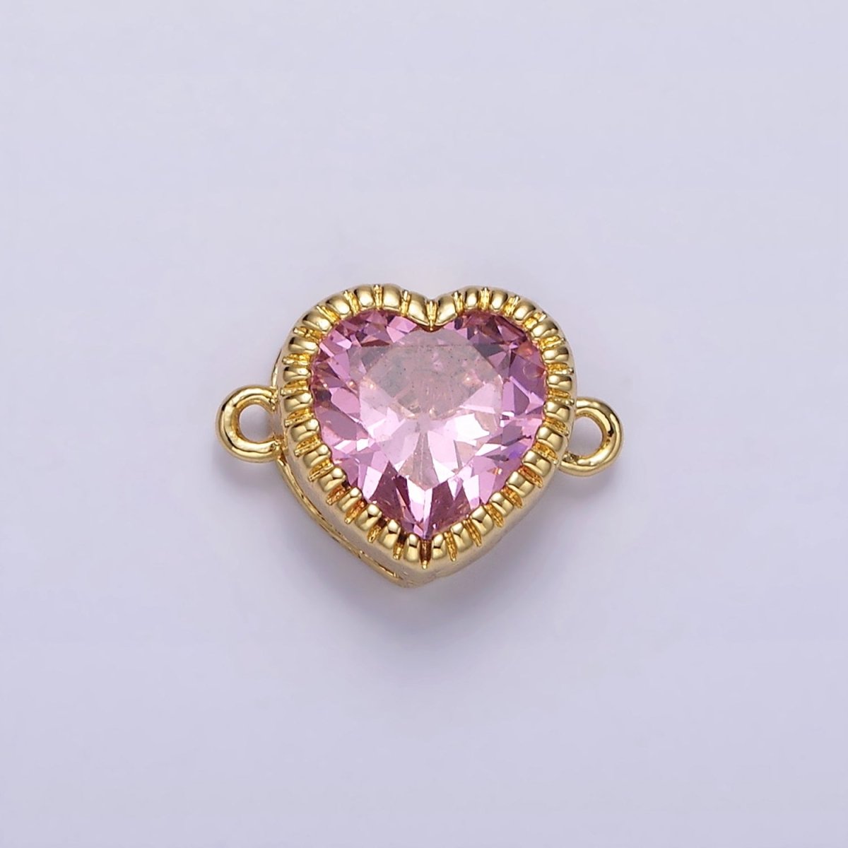 Gold Filled 9.5mm Red, Pink, Clear CZ Heart Line-Textured Connector G-717 - G-719