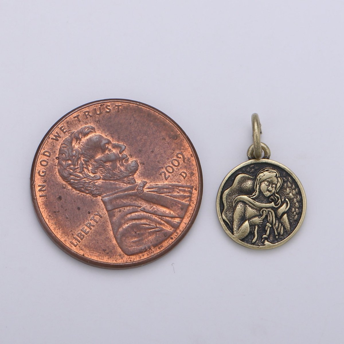 Gold Filled Angel Rustic Coin Charm D-898 - DLUXCA