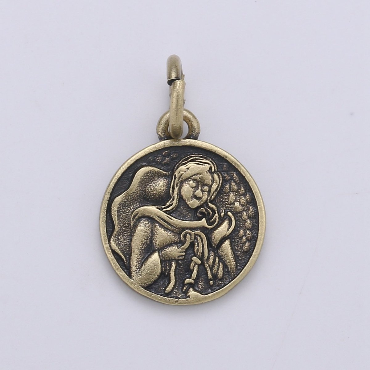 Gold Filled Angel Rustic Coin Charm D-898 - DLUXCA