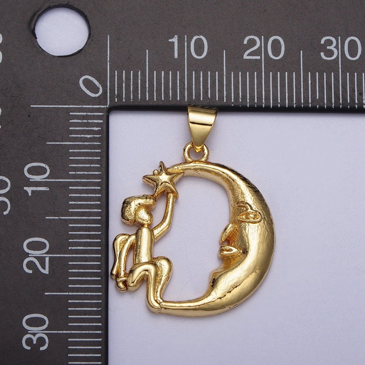 Gold Filled Angel Star on the Crescent Moon Pendant in Gold & Silver | AA002 A003