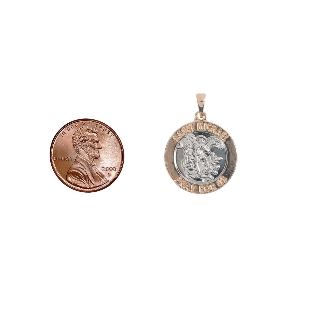 Gold Filled Archangel Saint Michael Medal Pendant for Protection Protect us with Prayer in the back for Necklace Jewelry Making H-771 - DLUXCA