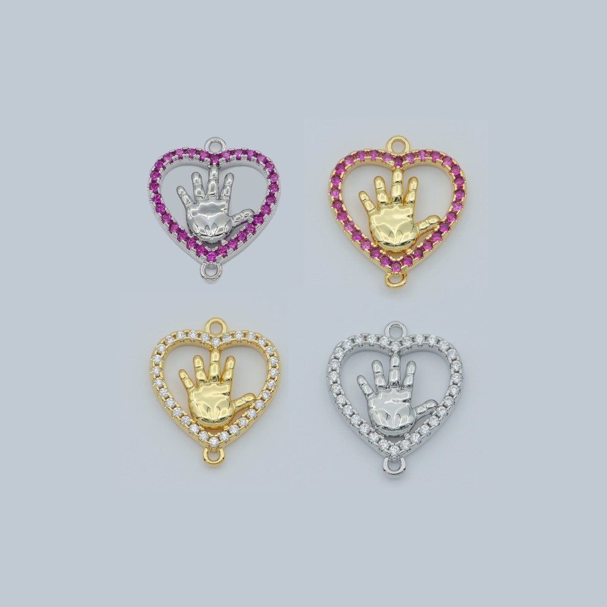 Gold Filled Baby palm Charm Connector Heart Hand Charm,Jewelry Craft Supply, DIY Bracelet, Earring, Necklace Jewelry Making Findings F-573 F-574 F-880 F-881