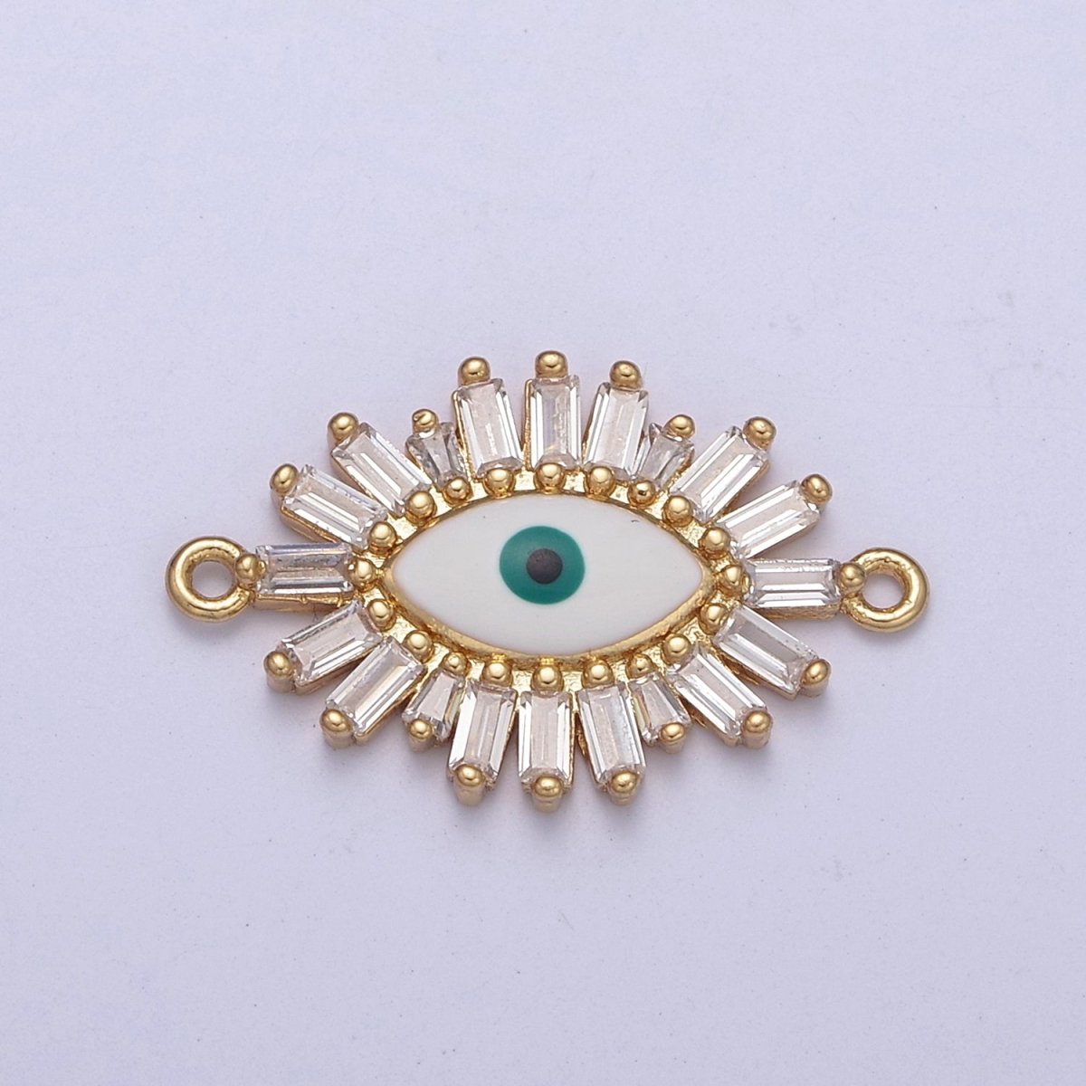 Gold Filled Baguette Evil Eye Charm Connector Y-629
