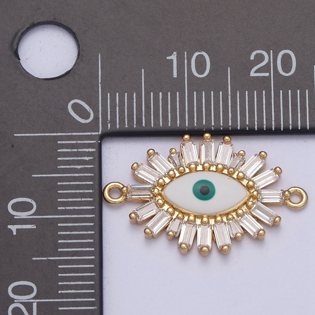 Gold Filled Baguette Evil Eye Charm Connector Y-629