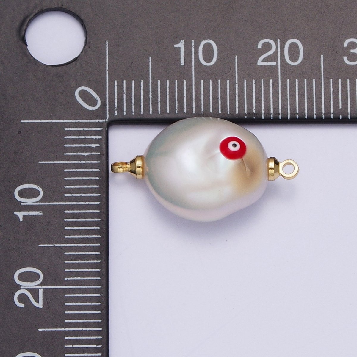 Gold Filled Baroque Pearl Red/Teal/Blue Enamel Evil Eye Link Connector Charm For DIY Jewelry Making G-539 G-540 G-541