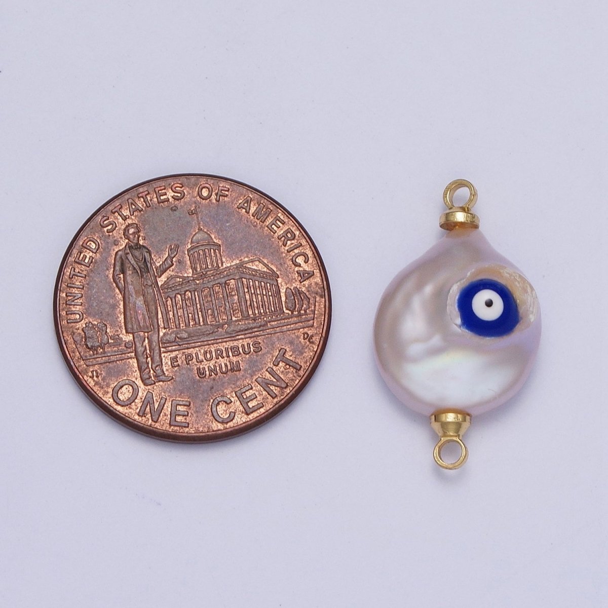 Gold Filled Baroque Pearl Red/Teal/Blue Enamel Evil Eye Link Connector Charm For DIY Jewelry Making G-539 G-540 G-541