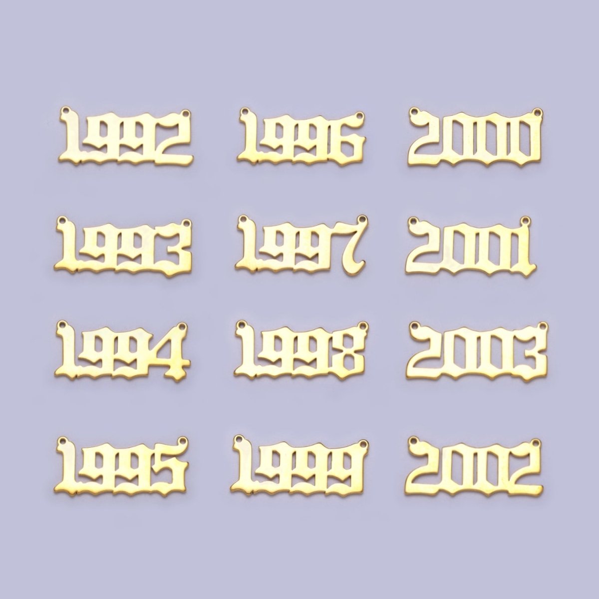 Gold Filled Birth Year Charm Connector Birthday Number Anniversary Old English Number Link Connector for Necklace Bracelet Component Y-690-Y-700