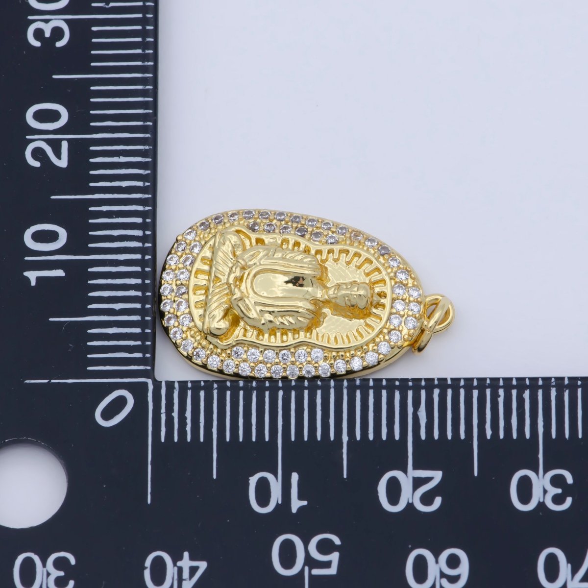 Gold Filled Buddha, Buddhist Religious Zen Enlightenment, DIY Cubic Zirconia Necklace Pendant Charm Bead Bails for Jewelry Making | | C-441, M-337