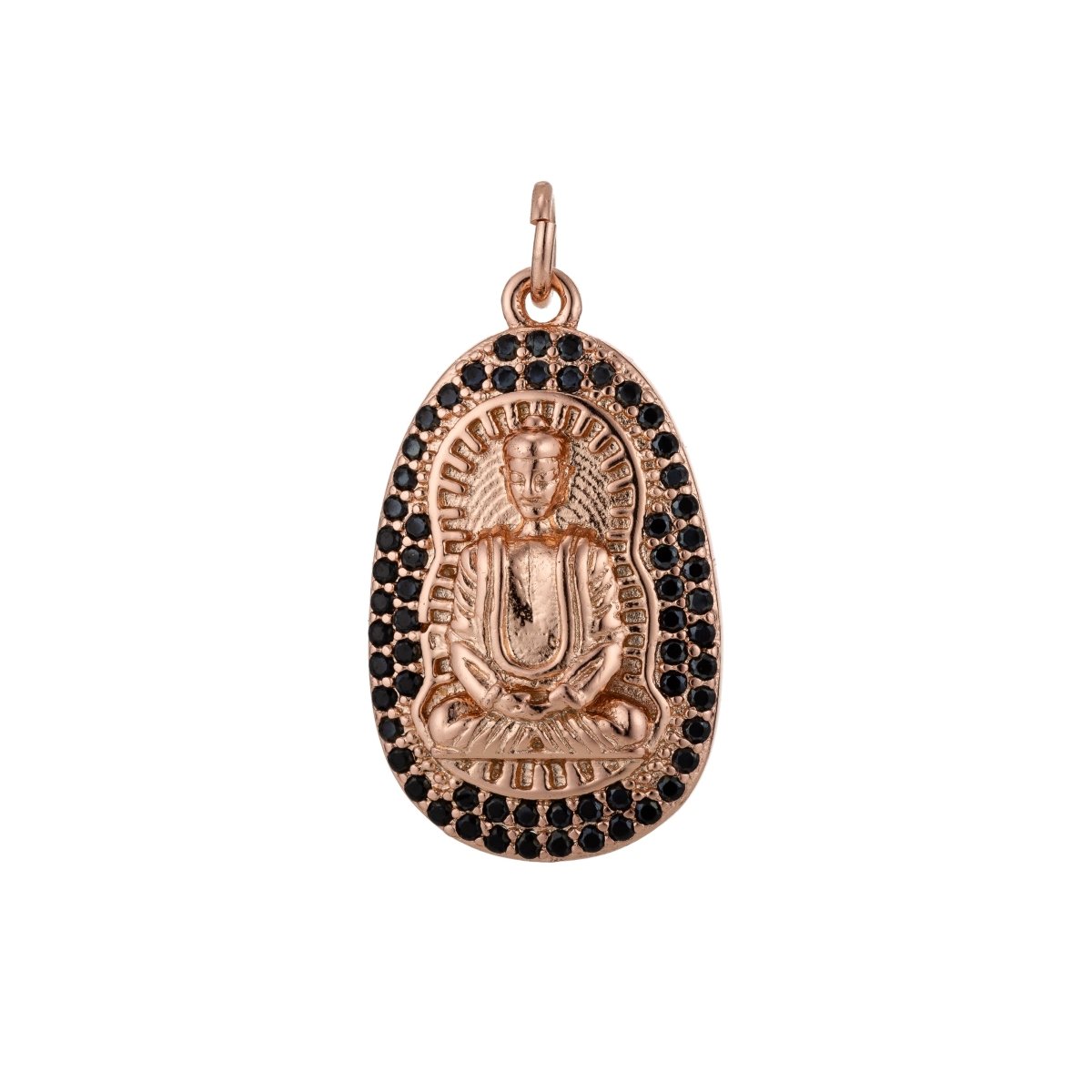 Gold Filled Buddha, Buddhist Religious Zen Enlightenment, DIY Cubic Zirconia Necklace Pendant Charm Bead Bails for Jewelry Making | | C-441, M-337
