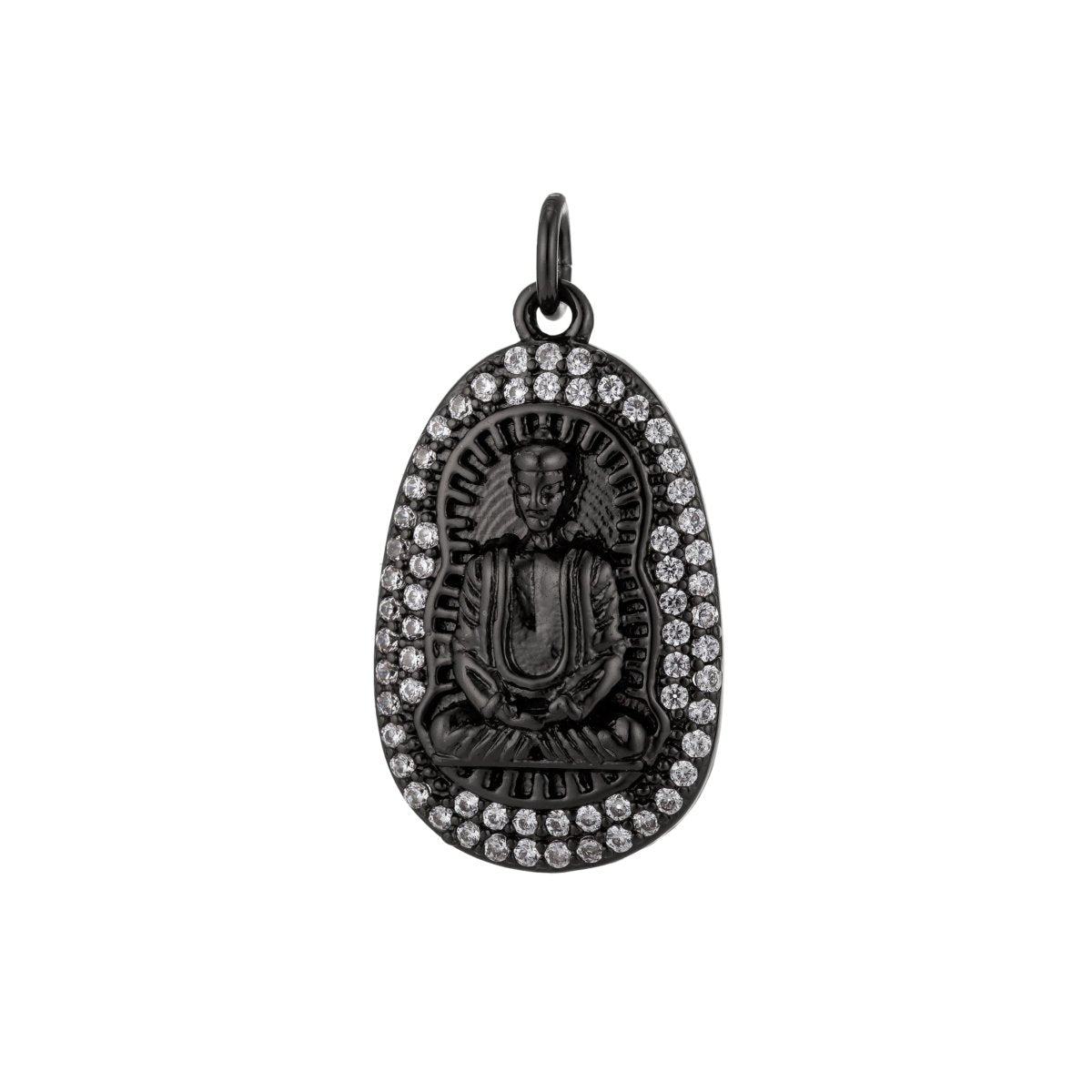 Gold Filled Buddha, Buddhist Religious Zen Enlightenment, DIY Cubic Zirconia Necklace Pendant Charm Bead Bails for Jewelry Making | | C-441, M-337