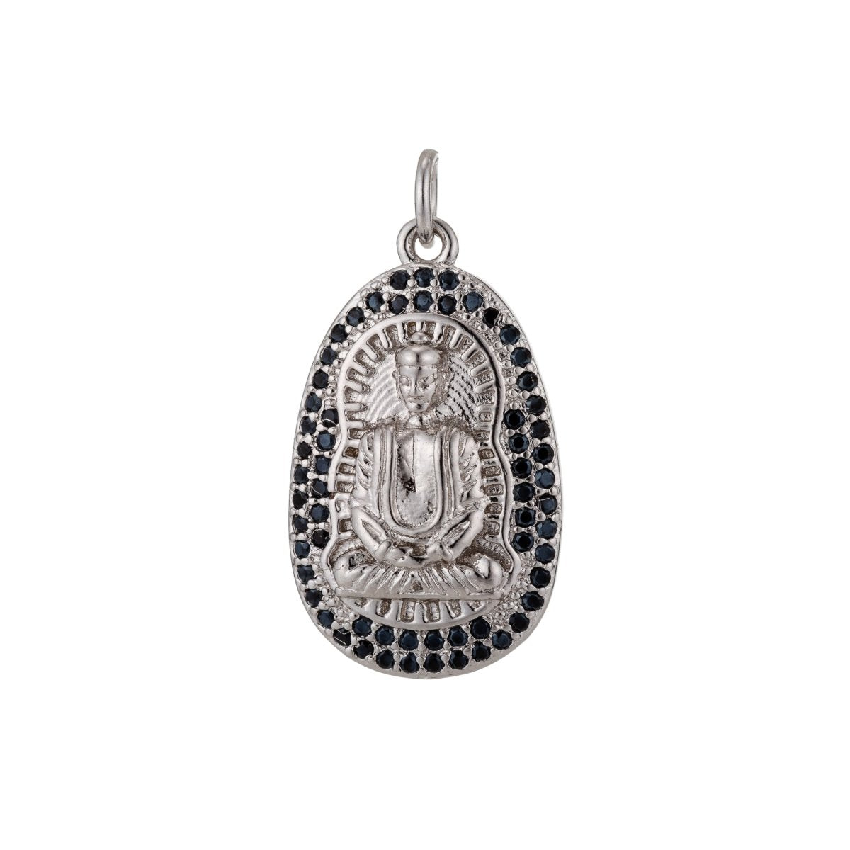 Gold Filled Buddha, Buddhist Religious Zen Enlightenment, DIY Cubic Zirconia Necklace Pendant Charm Bead Bails for Jewelry Making | | C-441, M-337