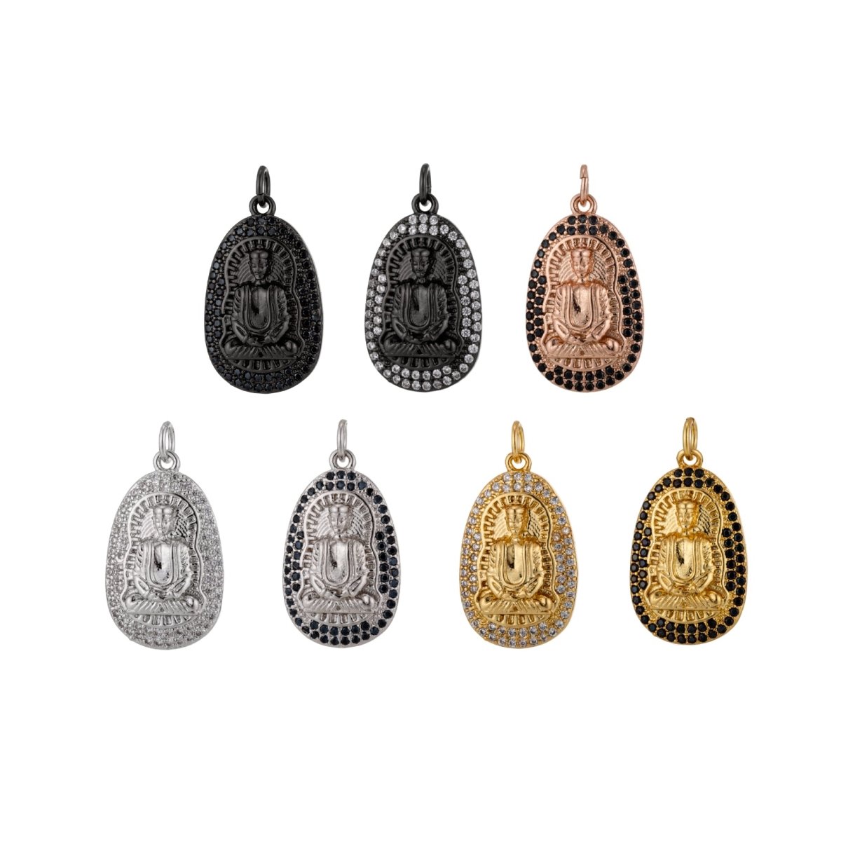 Gold Filled Buddha, Buddhist Religious Zen Enlightenment, DIY Cubic Zirconia Necklace Pendant Charm Bead Bails for Jewelry Making | | C-441, M-337