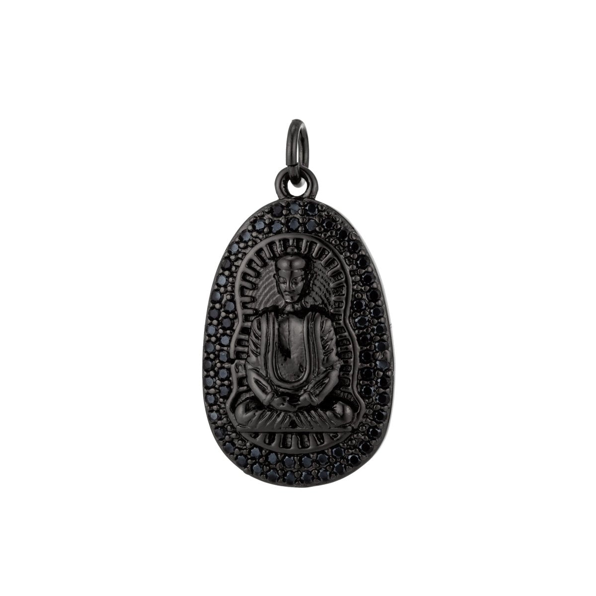 Gold Filled Buddha, Buddhist Religious Zen Enlightenment, DIY Cubic Zirconia Necklace Pendant Charm Bead Bails for Jewelry Making | | C-441, M-337