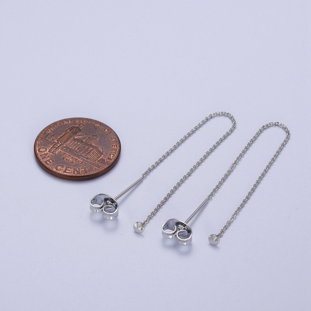 Gold Filled Cable Rolo Chain Long Threader Earrings in Gold & Silver   K-201 K-204