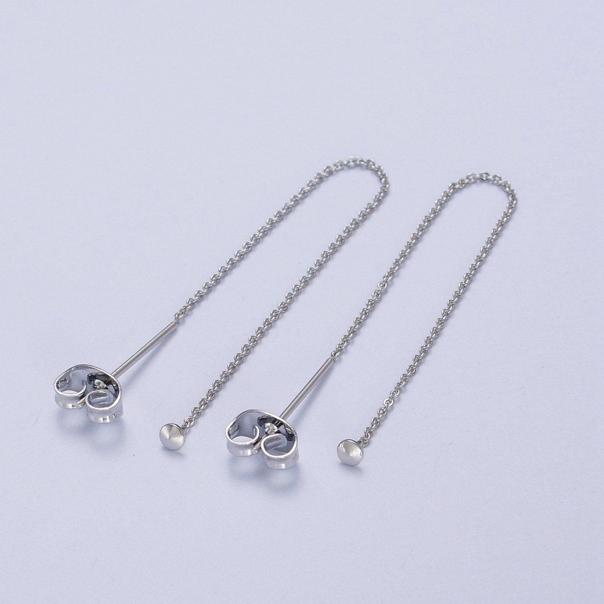 Gold Filled Cable Rolo Chain Long Threader Earrings in Gold & Silver   K-201 K-204