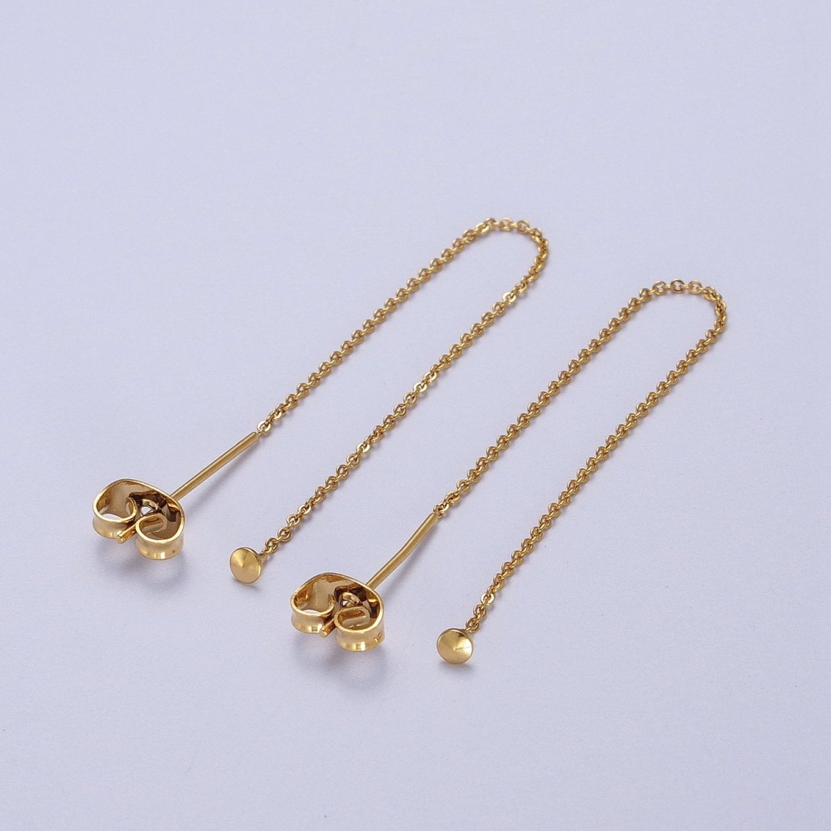 Gold Filled Cable Rolo Chain Long Threader Earrings in Gold & Silver   K-201 K-204