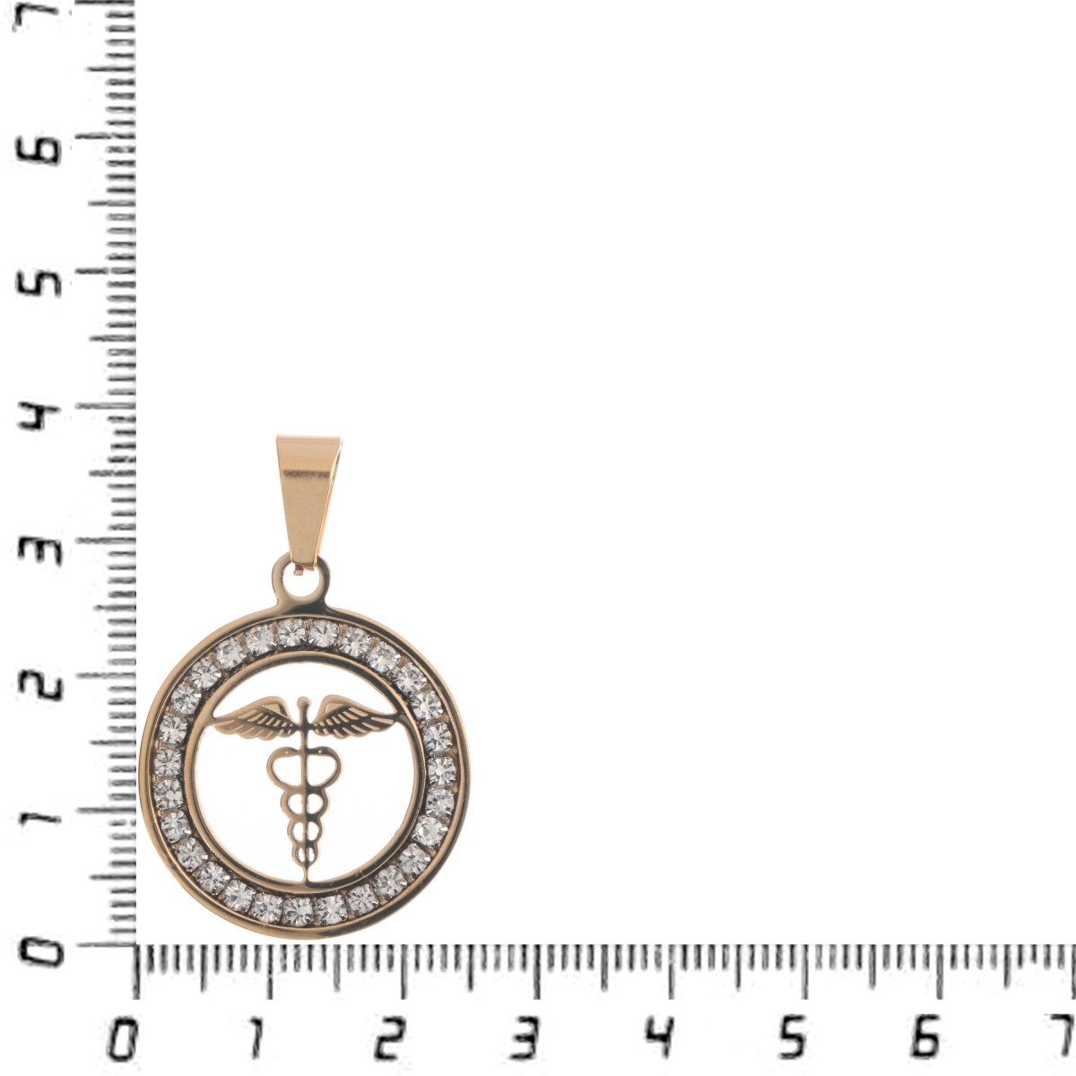 Gold Filled Caduceus Staff of Hermes Hermetic Staff Coin Medallion Necklace Pendant Charm Bead Bails Findings for Jewelry Making J-521