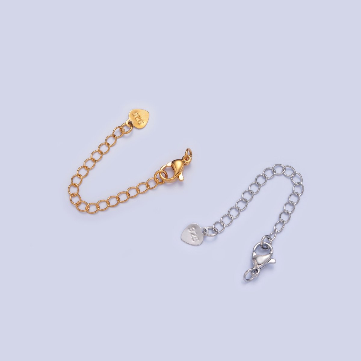 Gold Filled Chain Extender Heart 925 Stamped Lobster Clasps Closure Set in Gold & Silver L-678 L-775