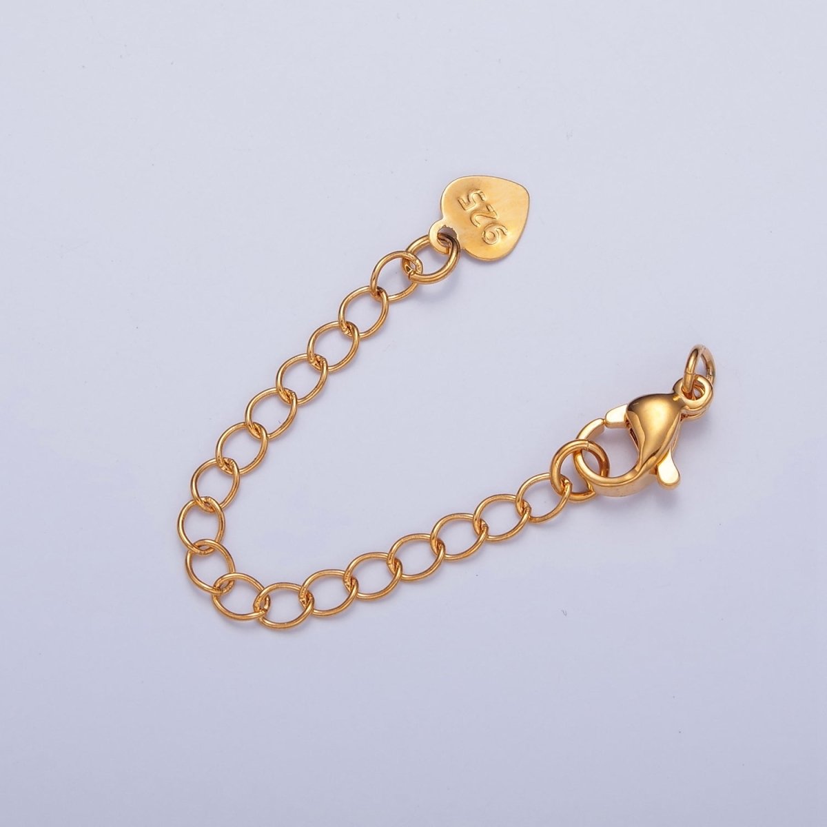 Gold Filled Chain Extender Heart 925 Stamped Lobster Clasps Closure Set in Gold & Silver L-678 L-775