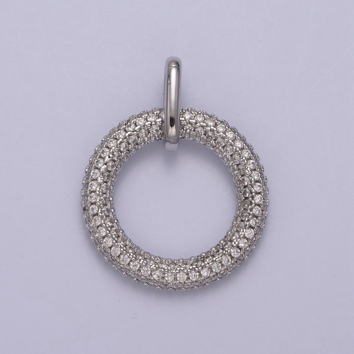 Gold Filled Circle Charm, CZ Pave Round Geometry Jewelry Pendant Quality Jewelry Supply N-544