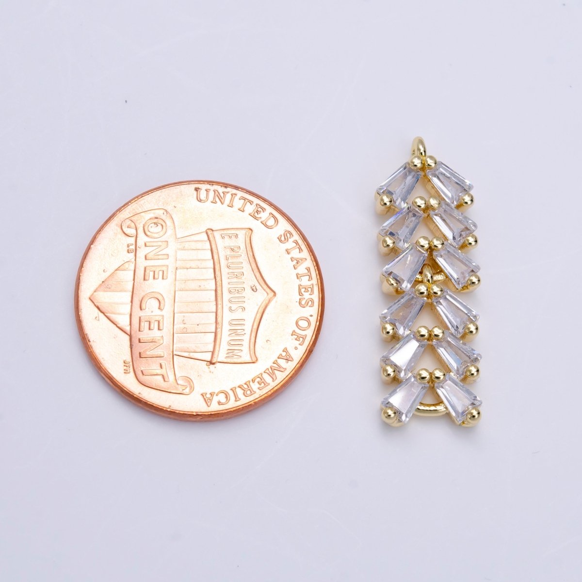 Gold Filled Clear CZ Multiple Baguette Bar Drop Charm in Gold & Silver G-778 G-779