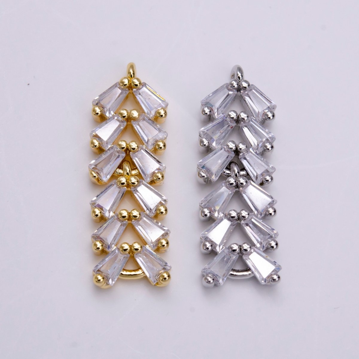 Gold Filled Clear CZ Multiple Baguette Bar Drop Charm in Gold & Silver G-778 G-779