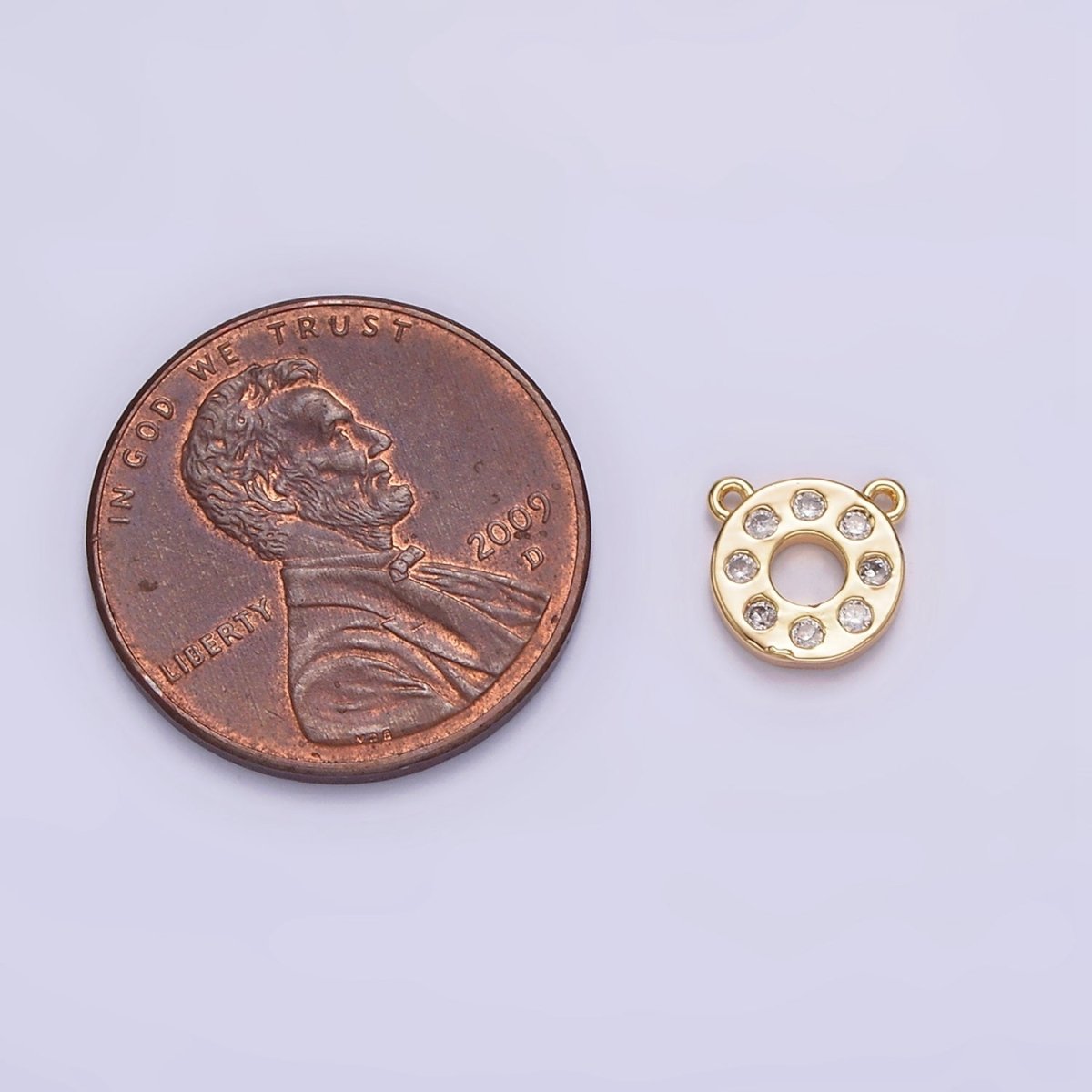 Gold Filled Clear CZ Open Round Circle Donut Connector G-667 - DLUXCA