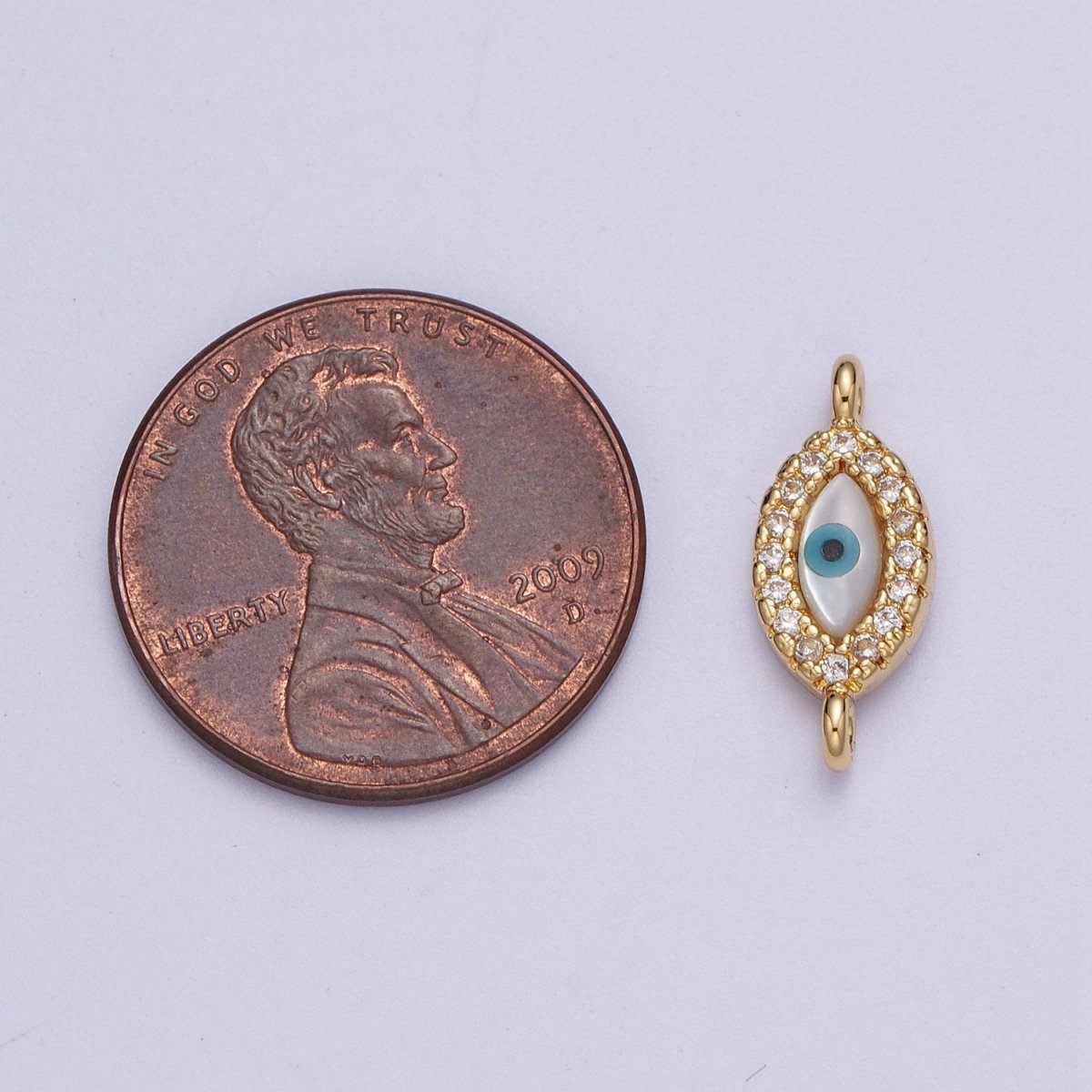 Gold Filled Clear Micro Paved CZ Evil Eye of Ra Connector Link For Protection Jewelry Making G-585 - DLUXCA