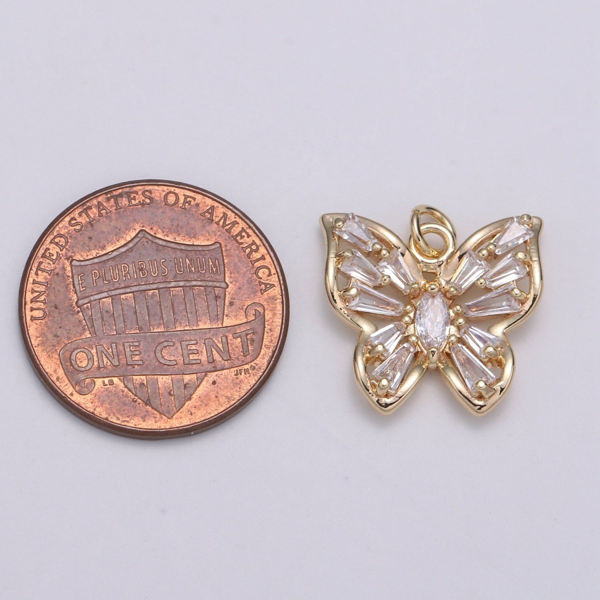 Gold Filled Clear, Pink, Purple Baguette Butterfly Wings Mini Charm  E-101 - E-102