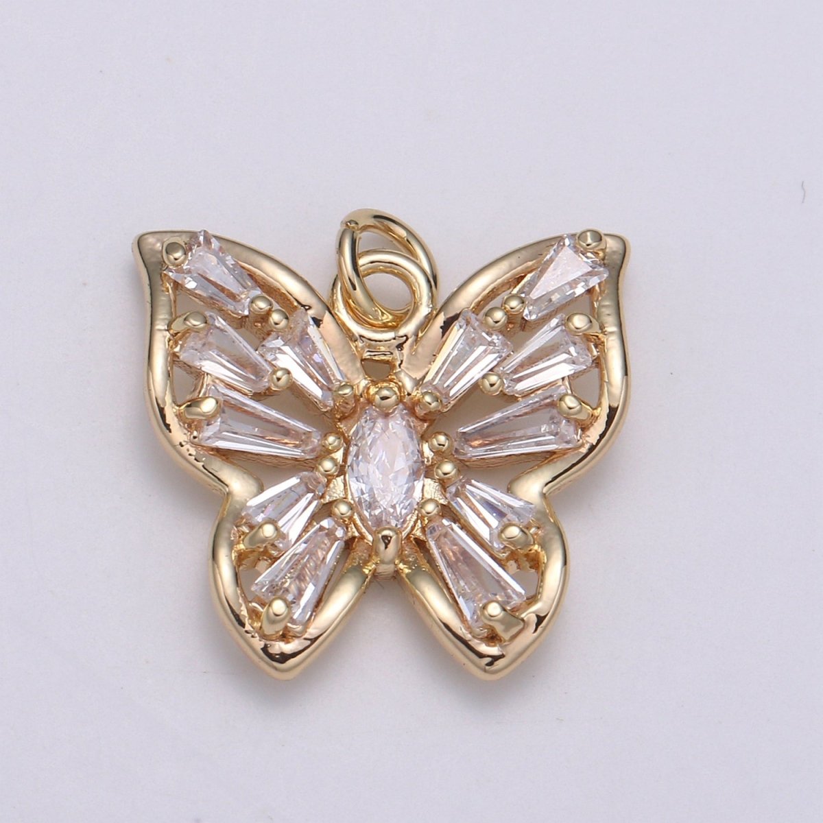 Gold Filled Clear, Pink, Purple Baguette Butterfly Wings Mini Charm  E-101 - E-102