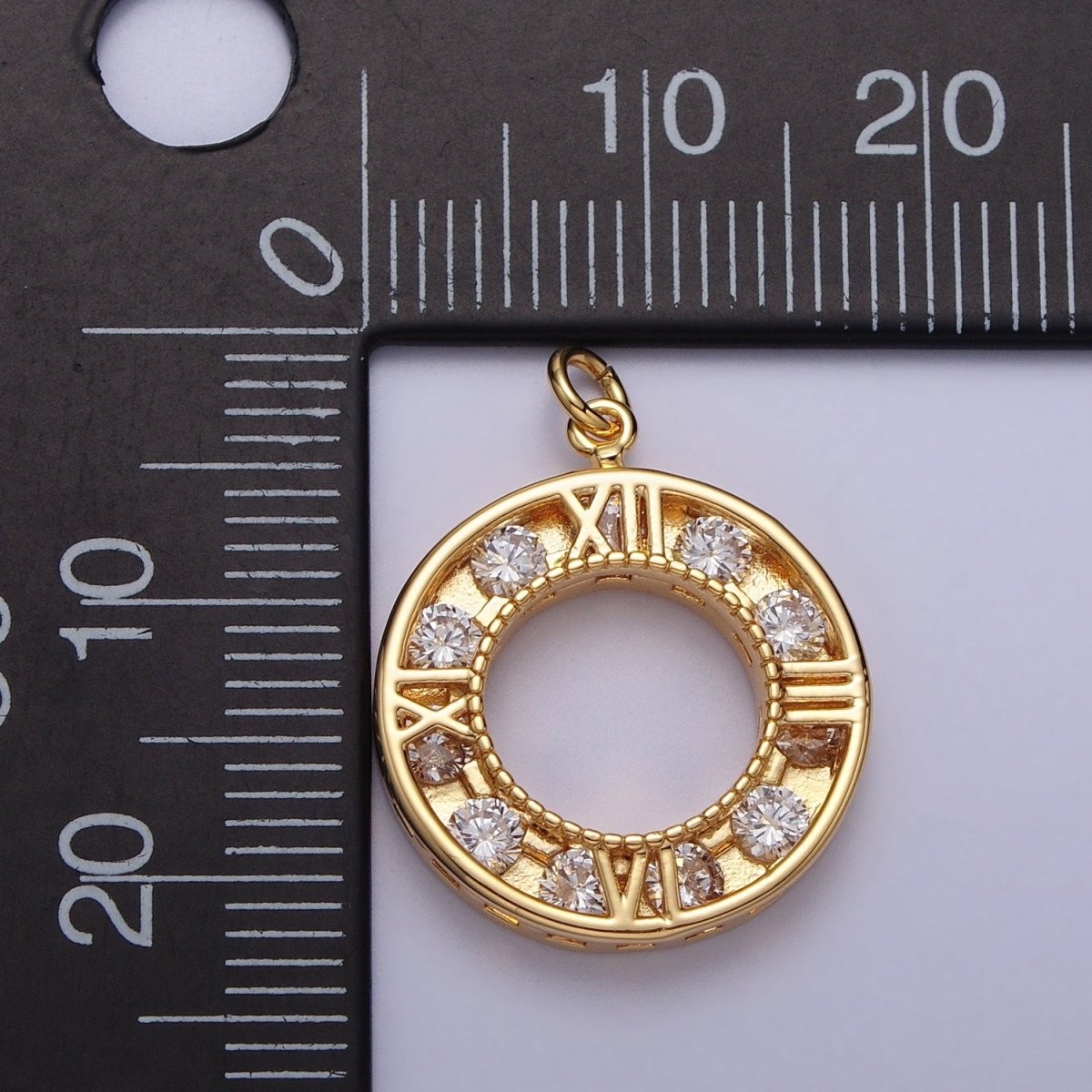 Gold Filled Clock Watch Time Clear CZ Open Charm in Gold & Silver N-161 AC-304