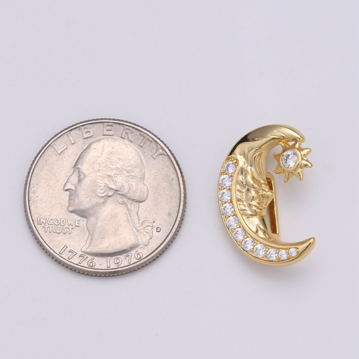 Gold Filled Crescent Moon and Star Beads D-786 - DLUXCA