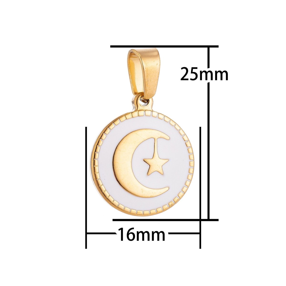 Gold Filled Crescent Sailor Moon and Star in Circle Medallion Necklace Pendant Bracelet Beads Earring Charm Bails for Jewelry Making J-373 - DLUXCA