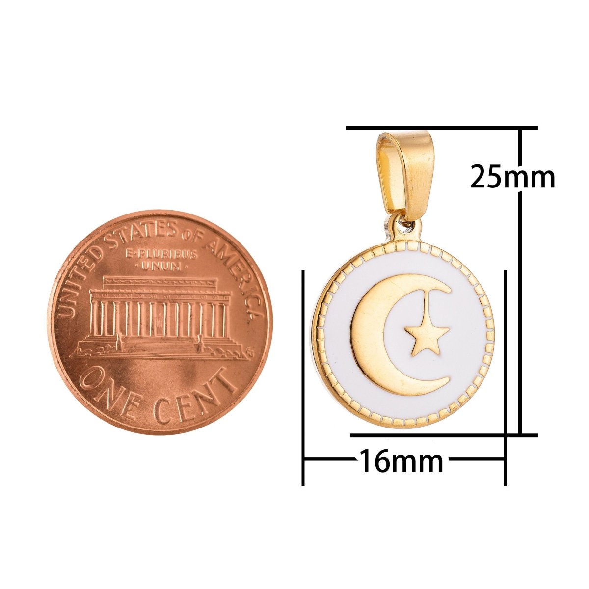 Gold Filled Crescent Sailor Moon and Star in Circle Medallion Necklace Pendant Bracelet Beads Earring Charm Bails for Jewelry Making J-373 - DLUXCA