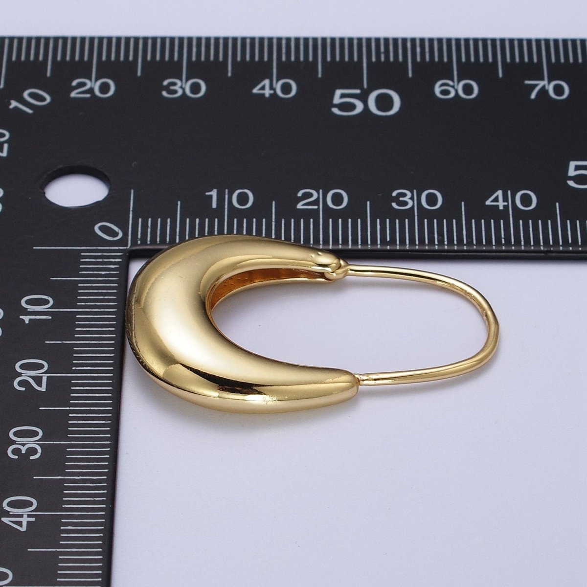 Gold Filled Crescent U Hoop Chubby Dome Hook Earrings in Silver | AD-258