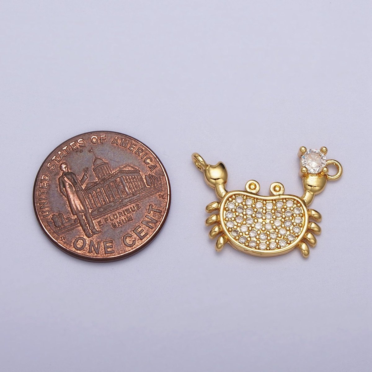 Gold-Filled Crustacean Crab Clear Micro Paved CZ Connector in Gold & Silver | Y-675 Y-676