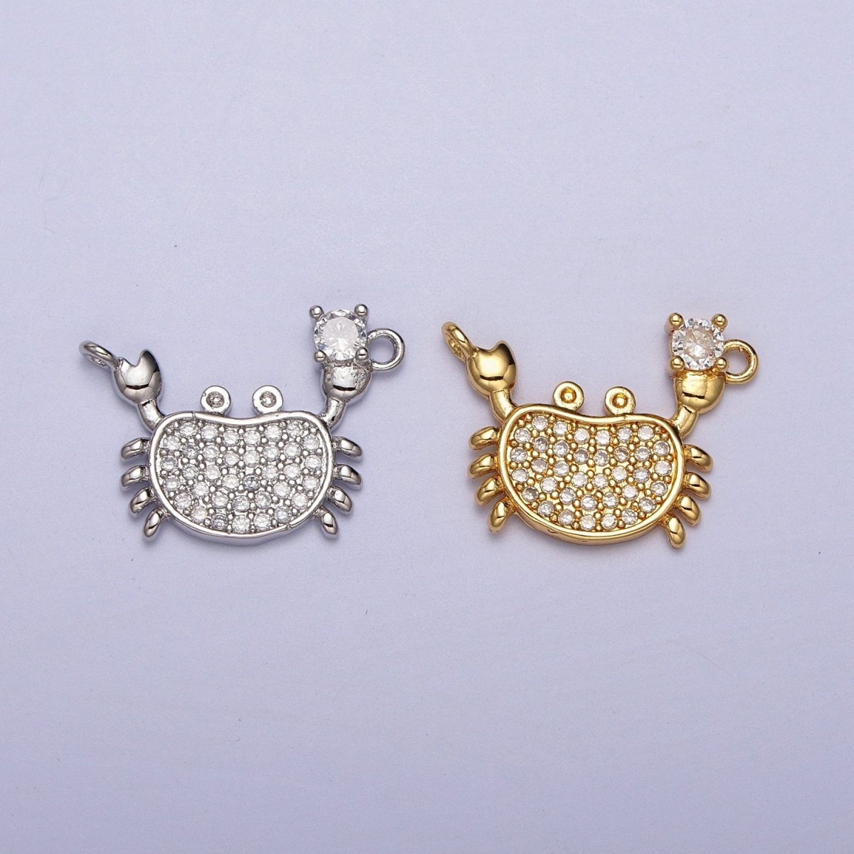 Gold-Filled Crustacean Crab Clear Micro Paved CZ Connector in Gold & Silver | Y-675 Y-676